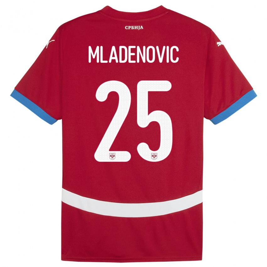 Criança Camisola Sérvia Filip Mladenovic #25 Vermelho Principal 24-26 Camisa Brasil