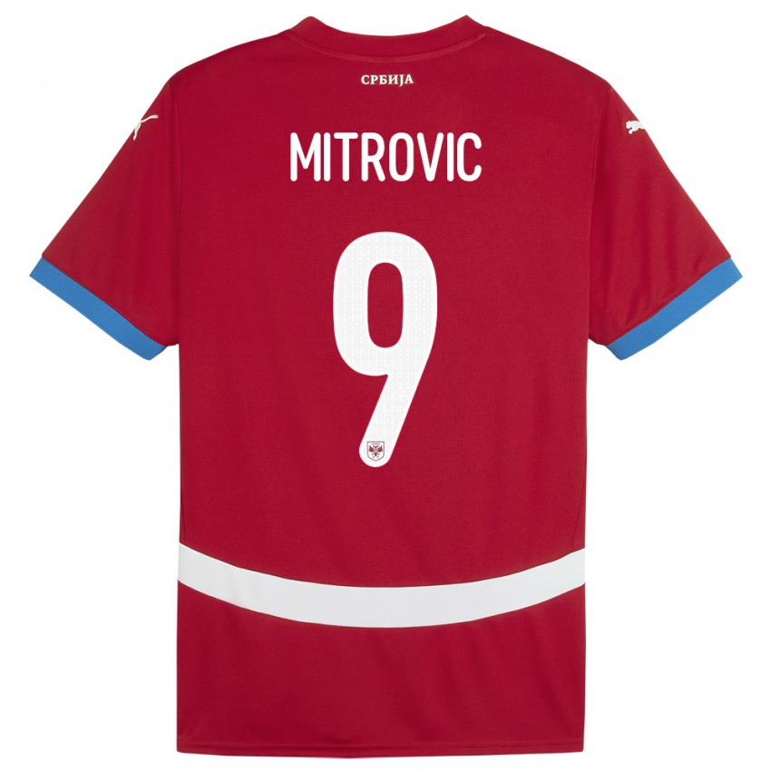 Criança Camisola Sérvia Aleksandar Mitrovic #9 Vermelho Principal 24-26 Camisa Brasil