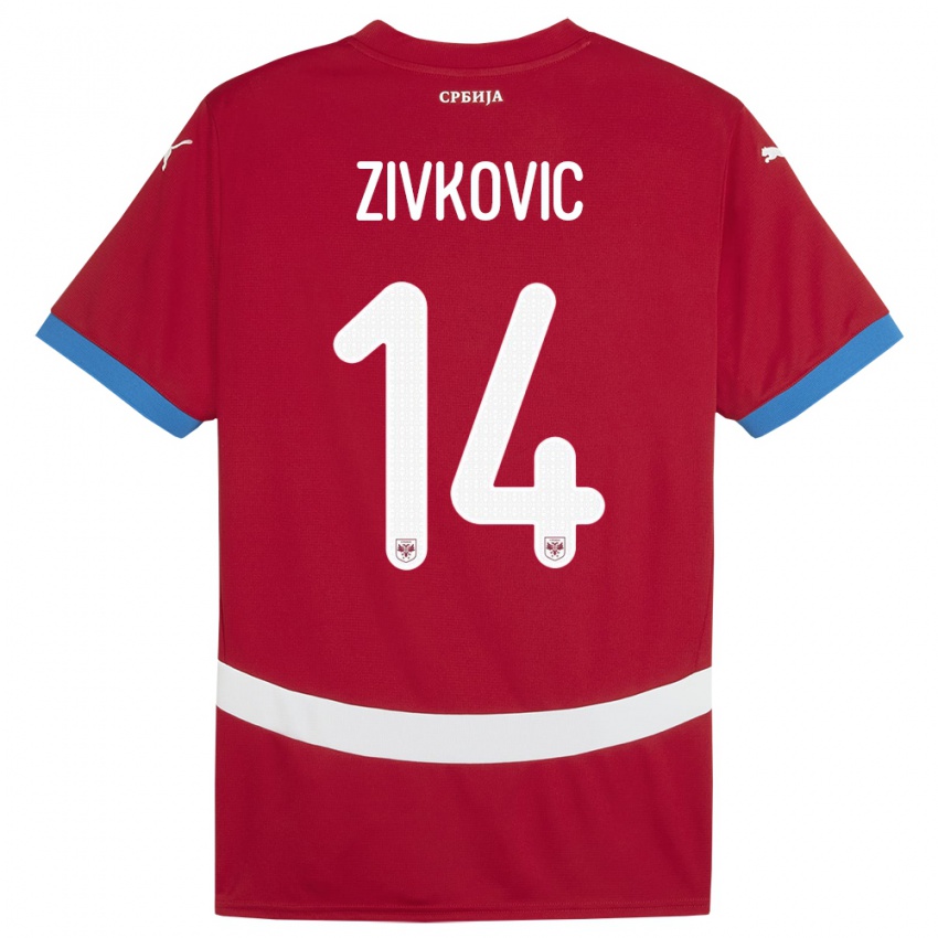 Criança Camisola Sérvia Andrija Zivkovic #14 Vermelho Principal 24-26 Camisa Brasil