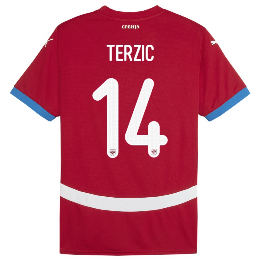 Criança Camisola Sérvia Aleksa Terzic #14 Vermelho Principal 24-26 Camisa Brasil