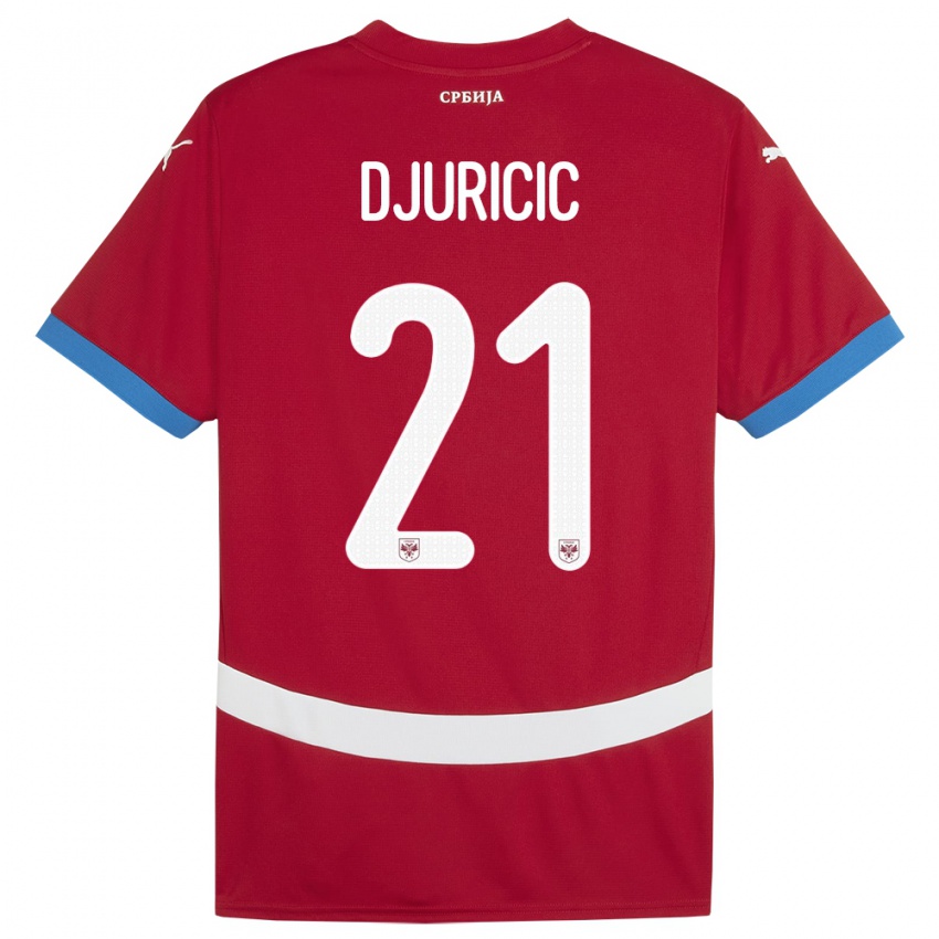 Criança Camisola Sérvia Filip Djuricic #21 Vermelho Principal 24-26 Camisa Brasil