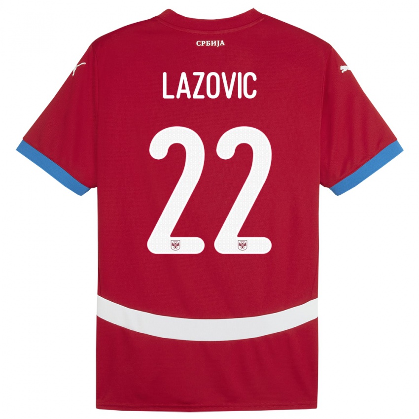 Criança Camisola Sérvia Darko Lazovic #22 Vermelho Principal 24-26 Camisa Brasil