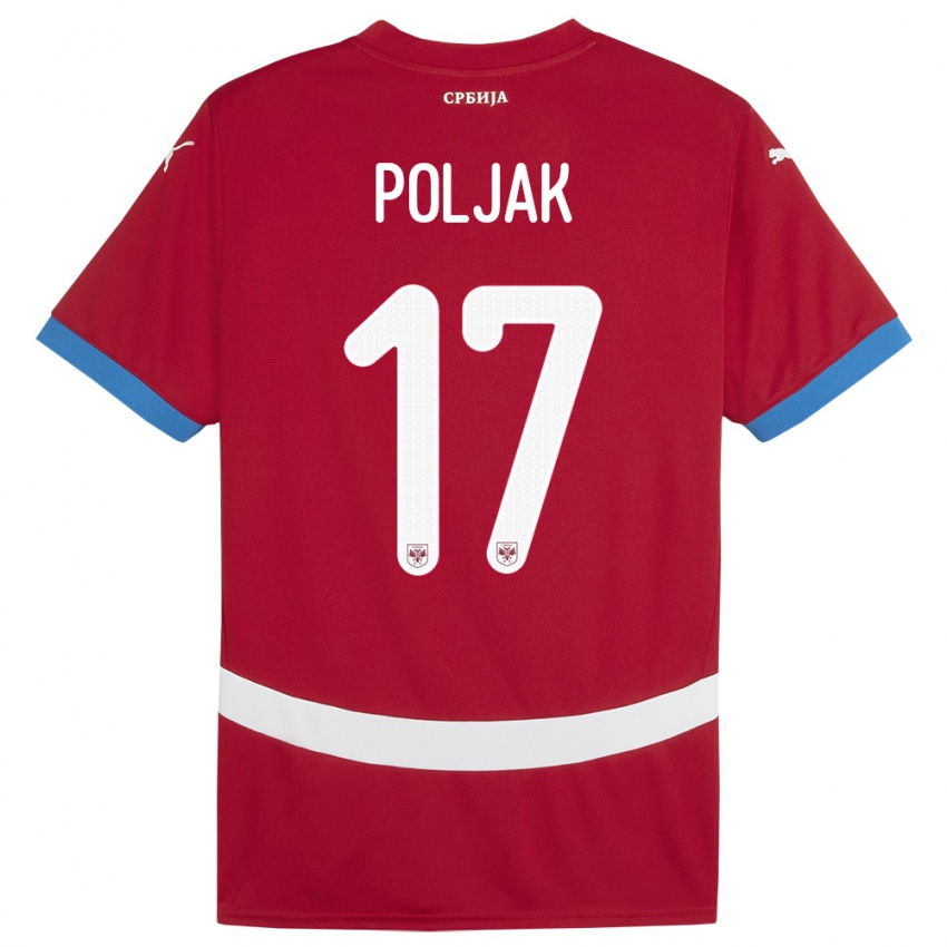 Criança Camisola Sérvia Allegra Poljak #17 Vermelho Principal 24-26 Camisa Brasil