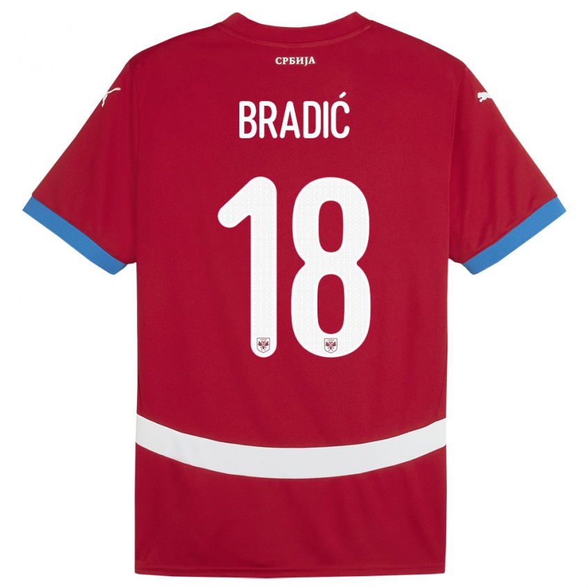 Criança Camisola Sérvia Biljana Bradic #18 Vermelho Principal 24-26 Camisa Brasil