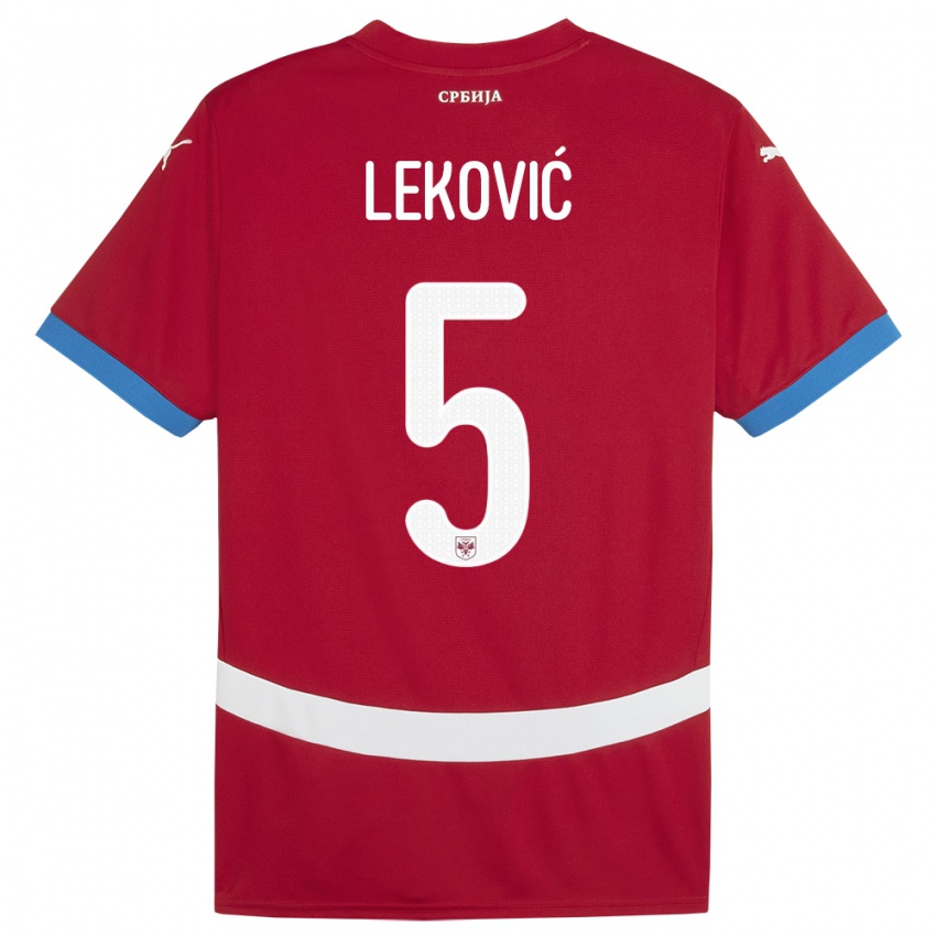 Criança Camisola Sérvia Stefan Lekovic #5 Vermelho Principal 24-26 Camisa Brasil