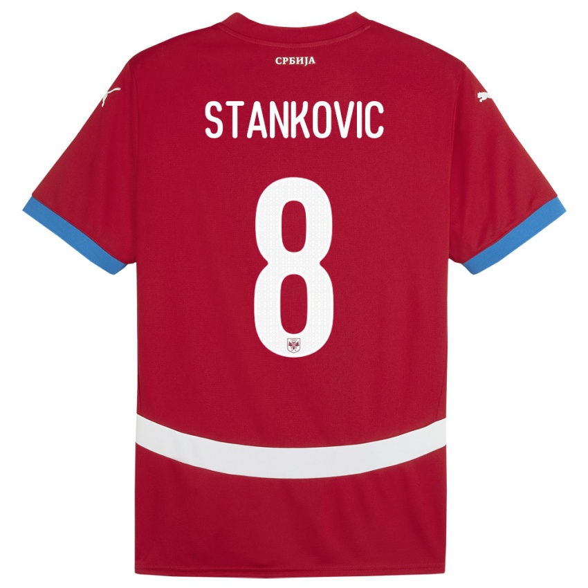 Criança Camisola Sérvia Nikola Stankovic #8 Vermelho Principal 24-26 Camisa Brasil