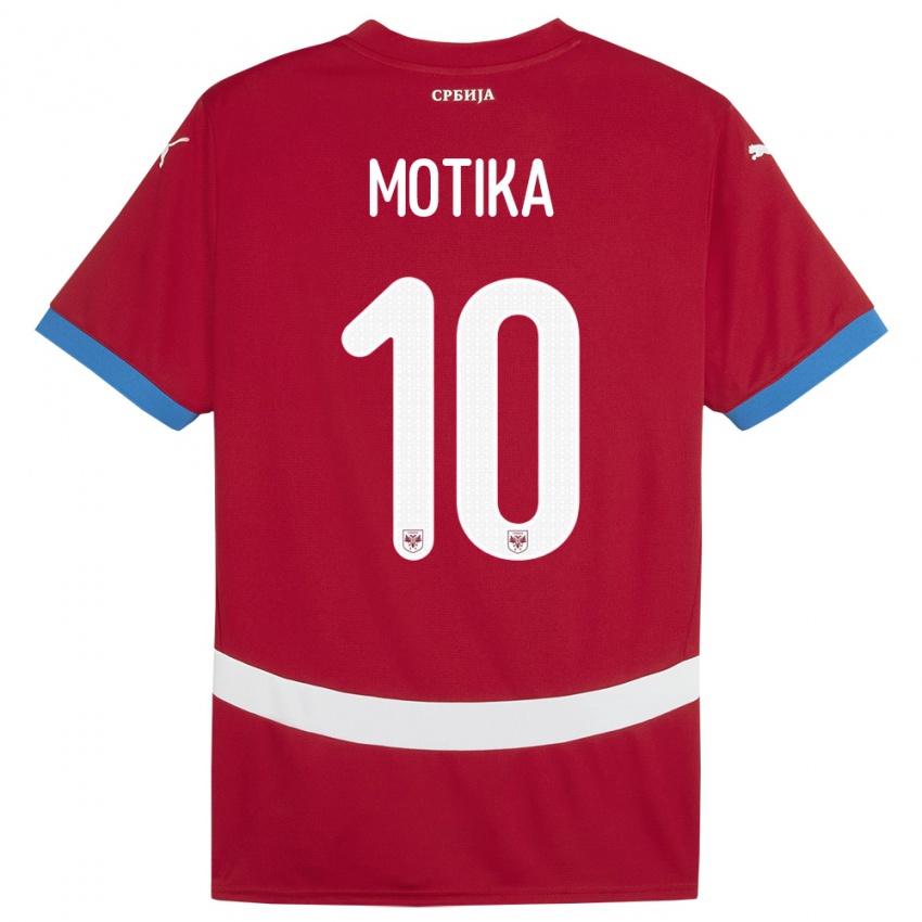 Criança Camisola Sérvia Nemanja Motika #10 Vermelho Principal 24-26 Camisa Brasil