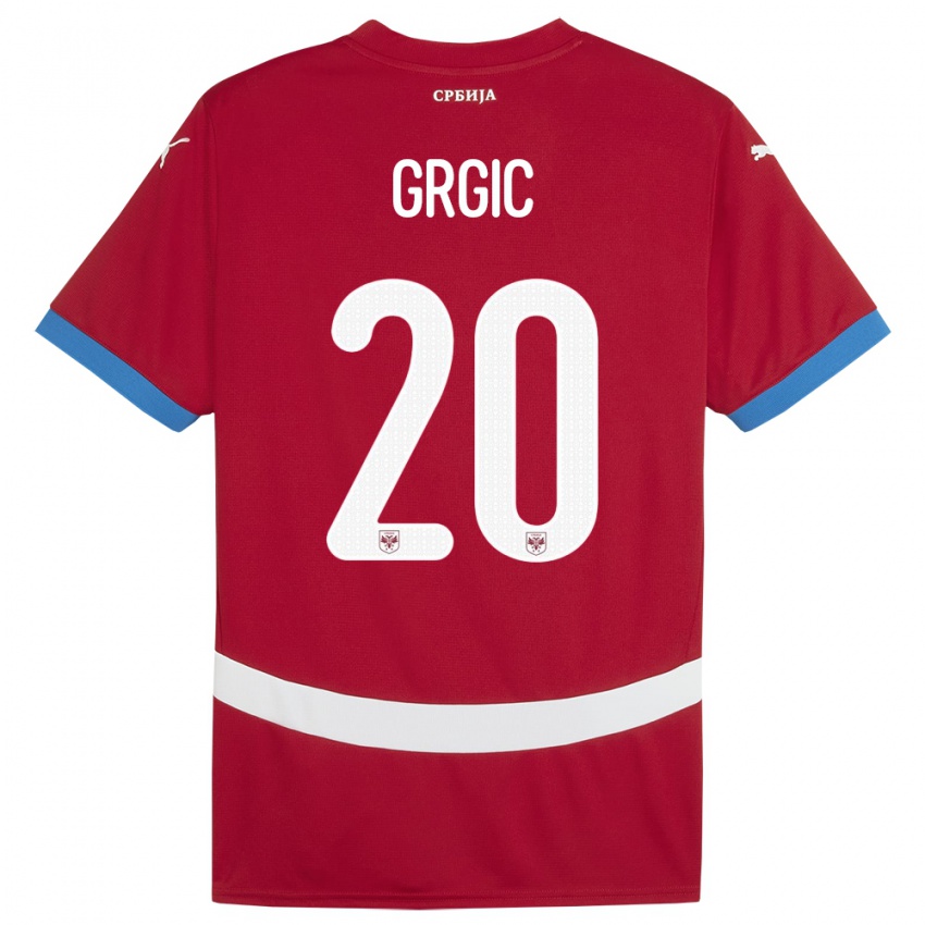 Criança Camisola Sérvia Dario Grgic #20 Vermelho Principal 24-26 Camisa Brasil