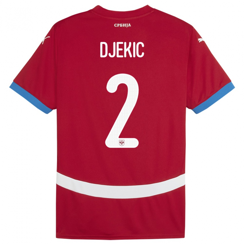 Criança Camisola Sérvia Djuro Giulio Djekic #2 Vermelho Principal 24-26 Camisa Brasil