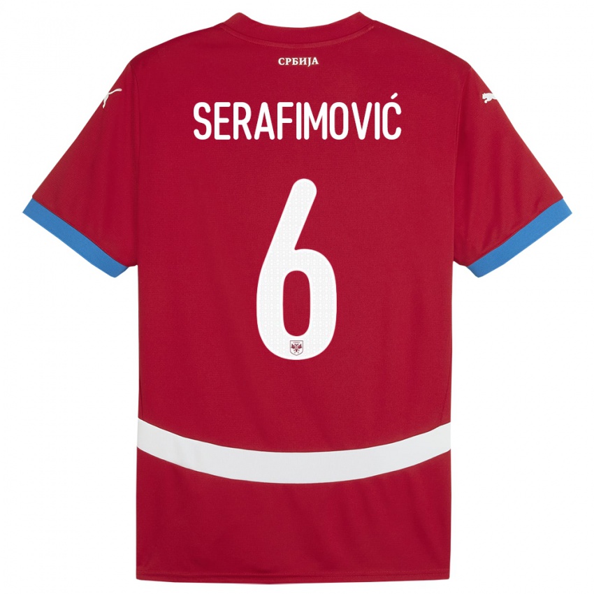 Criança Camisola Sérvia Vojin Serafimovic #6 Vermelho Principal 24-26 Camisa Brasil