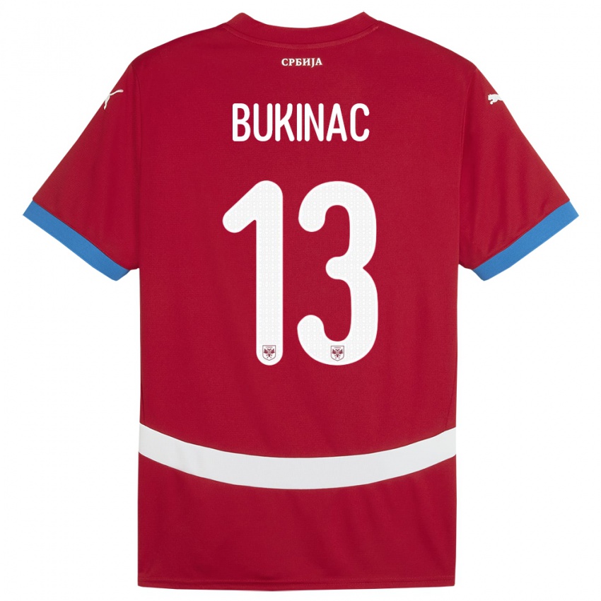 Criança Camisola Sérvia Stefan Bukinac #13 Vermelho Principal 24-26 Camisa Brasil