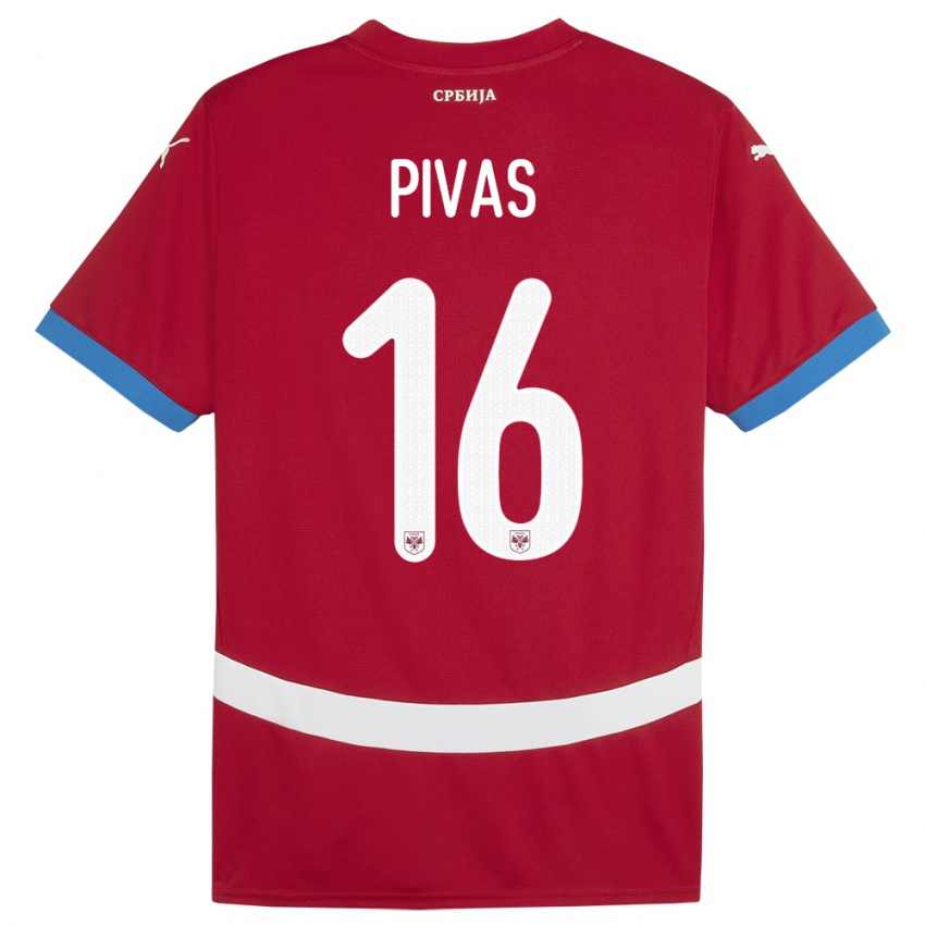 Criança Camisola Sérvia Miodrag Pivas #16 Vermelho Principal 24-26 Camisa Brasil