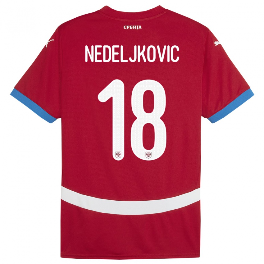 Criança Camisola Sérvia Kosta Nedeljkovic #18 Vermelho Principal 24-26 Camisa Brasil