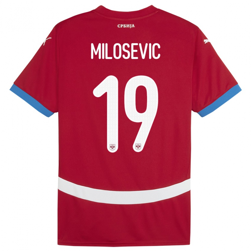 Criança Camisola Sérvia Jovan Milosevic #19 Vermelho Principal 24-26 Camisa Brasil