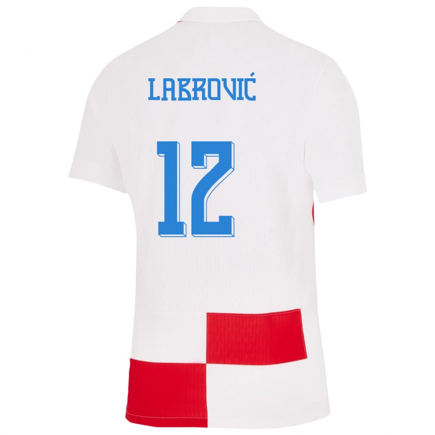 Criança Camisola Croácia Nediljko Labrovic #12 Branco Vermelho Principal 24-26 Camisa Brasil