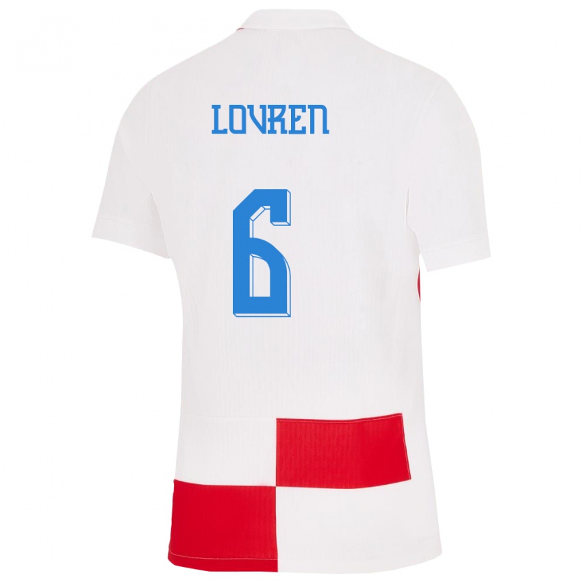 Criança Camisola Croácia Dejan Lovren #6 Branco Vermelho Principal 24-26 Camisa Brasil