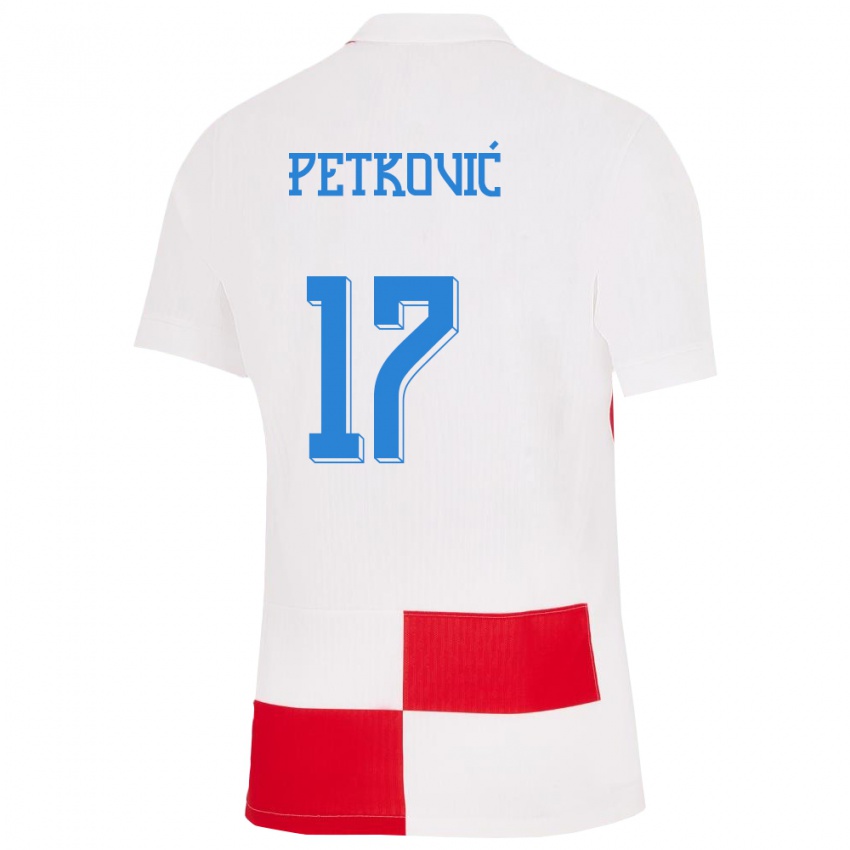 Criança Camisola Croácia Bruno Petkovic #17 Branco Vermelho Principal 24-26 Camisa Brasil