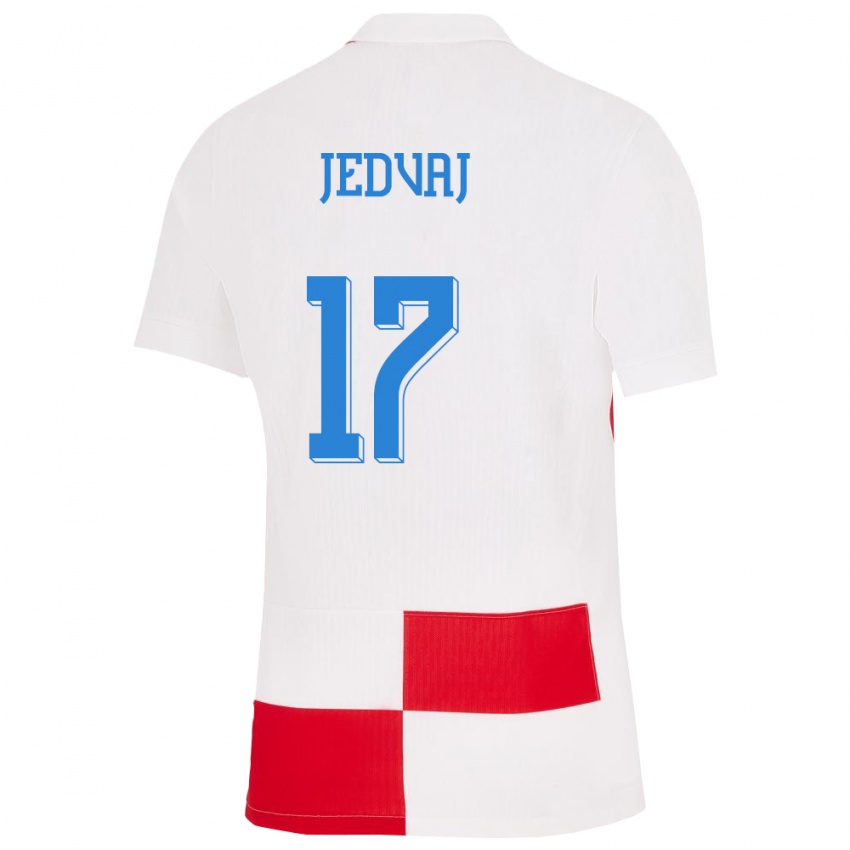 Criança Camisola Croácia Karla Jedvaj #17 Branco Vermelho Principal 24-26 Camisa Brasil