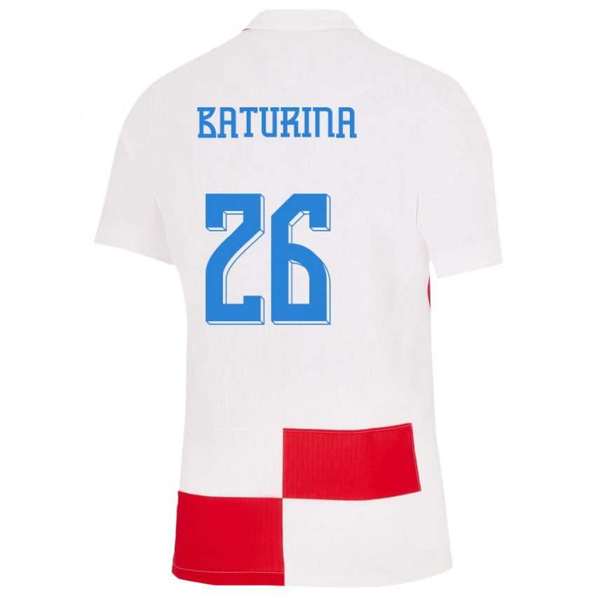 Criança Camisola Croácia Martin Baturina #26 Branco Vermelho Principal 24-26 Camisa Brasil