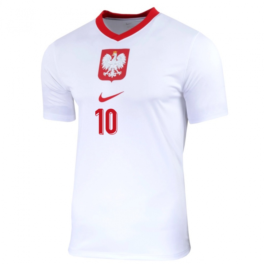 Criança Camisola Polónia Piotr Zielinski #10 Branco Principal 24-26 Camisa Brasil