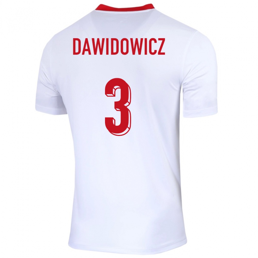 Criança Camisola Polónia Pawel Dawidowicz #3 Branco Principal 24-26 Camisa Brasil