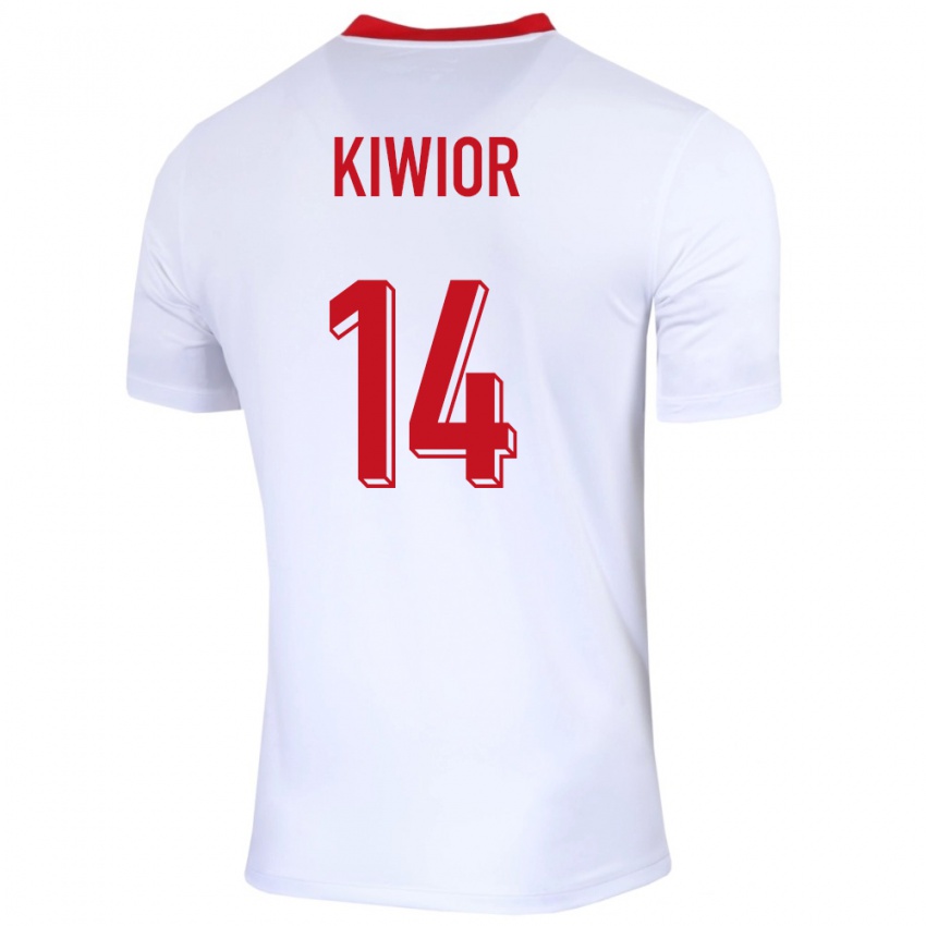 Criança Camisola Polónia Jakub Kiwior #14 Branco Principal 24-26 Camisa Brasil