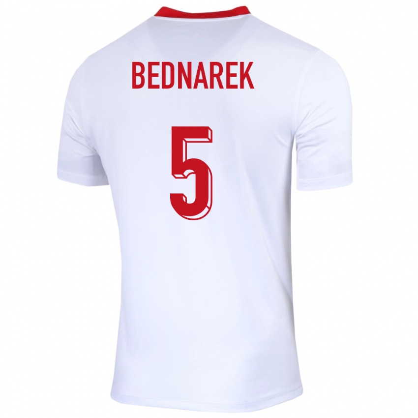 Criança Camisola Polónia Jan Bednarek #5 Branco Principal 24-26 Camisa Brasil