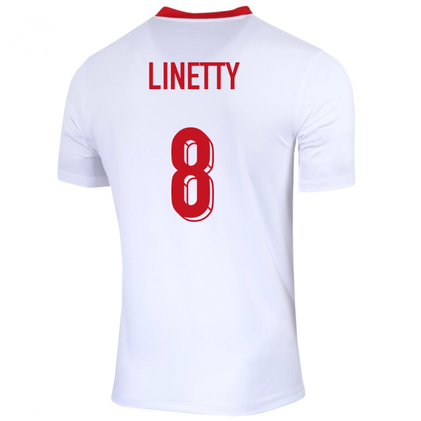 Criança Camisola Polónia Karol Linetty #8 Branco Principal 24-26 Camisa Brasil