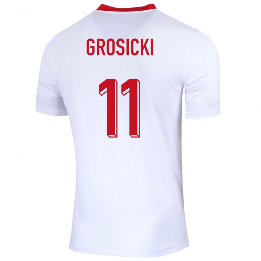 Criança Camisola Polónia Kamil Grosicki #11 Branco Principal 24-26 Camisa Brasil