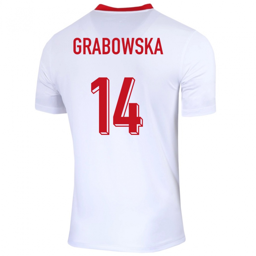 Criança Camisola Polónia Dominika Grabowska #14 Branco Principal 24-26 Camisa Brasil