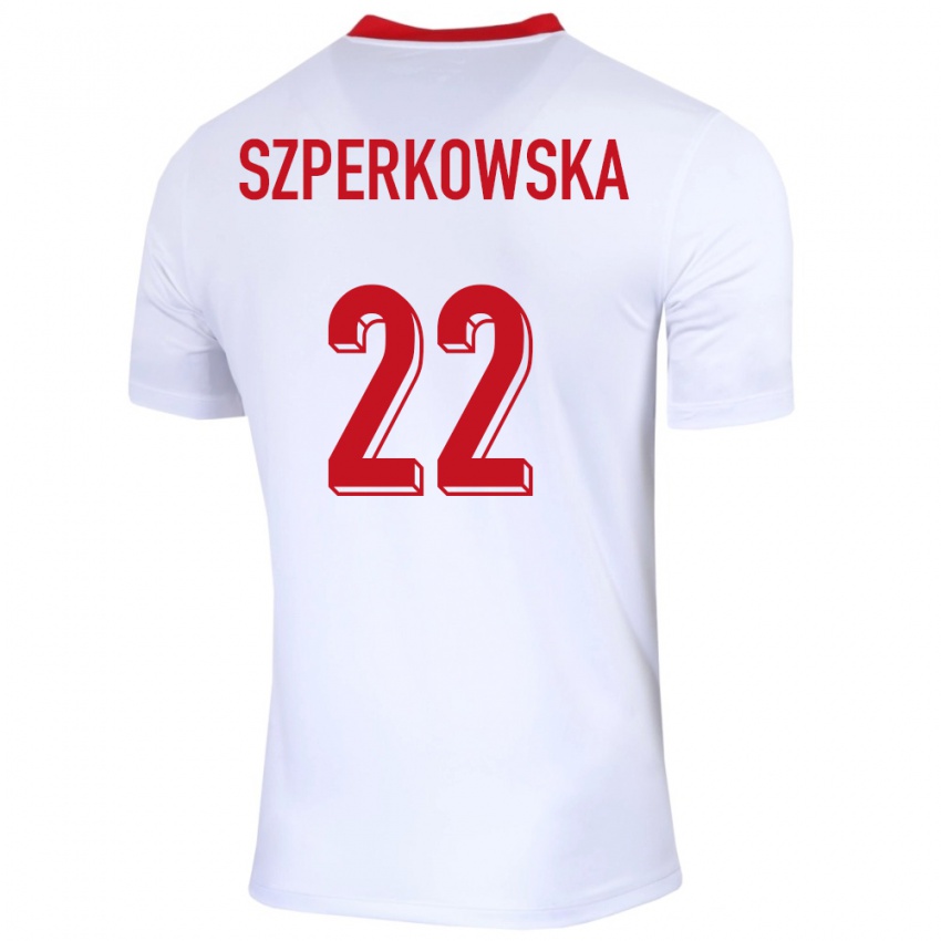 Criança Camisola Polónia Oliwia Szperkowska #22 Branco Principal 24-26 Camisa Brasil