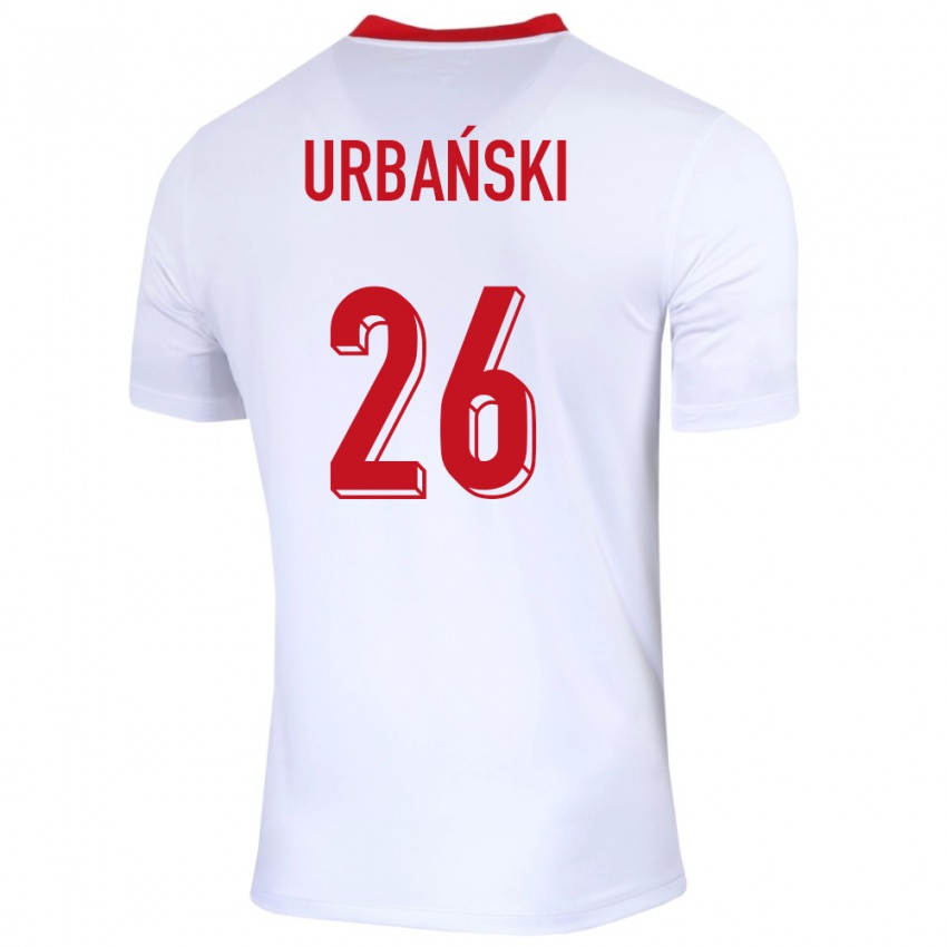 Criança Camisola Polónia Kacper Urbanski #26 Branco Principal 24-26 Camisa Brasil