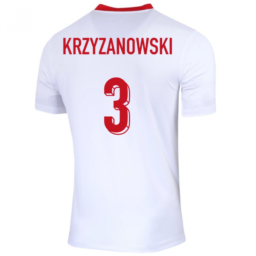 Criança Camisola Polónia Jakub Krzyzanowski #3 Branco Principal 24-26 Camisa Brasil