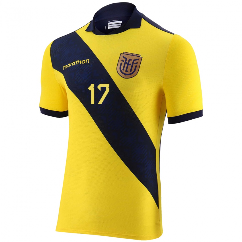 Criança Camisola Equador Mathias Solis #17 Amarelo Principal 24-26 Camisa Brasil