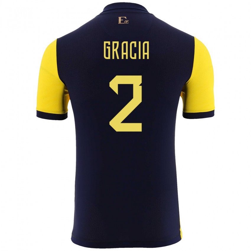 Criança Camisola Equador Ericka Gracia #2 Amarelo Principal 24-26 Camisa Brasil