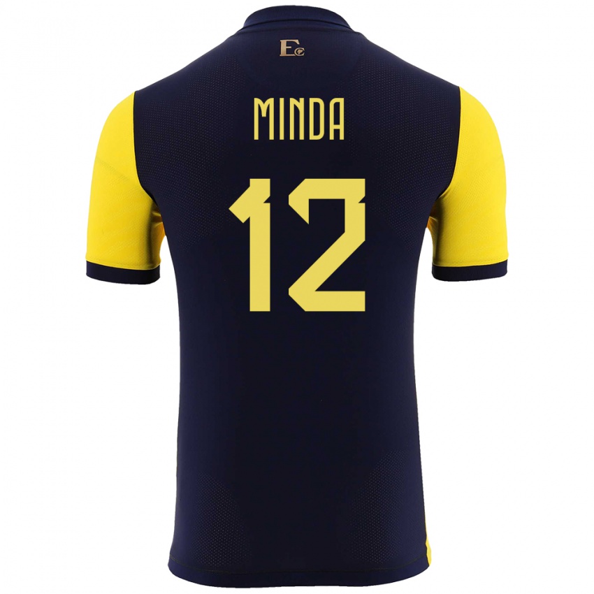 Criança Camisola Equador Ethan Minda #12 Amarelo Principal 24-26 Camisa Brasil