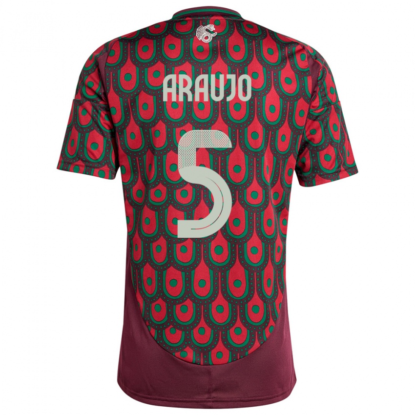 Criança Camisola México Julian Araujo #5 Marrom Principal 24-26 Camisa Brasil