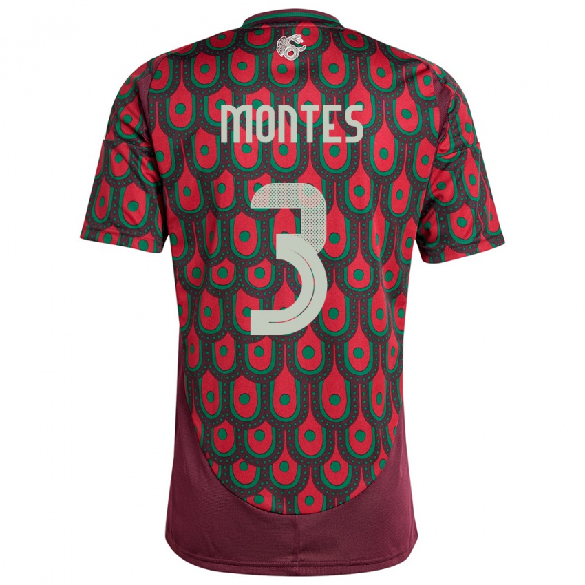 Criança Camisola México Cesar Montes #3 Marrom Principal 24-26 Camisa Brasil