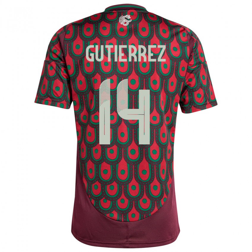 Criança Camisola México Erick Gutierrez #14 Marrom Principal 24-26 Camisa Brasil