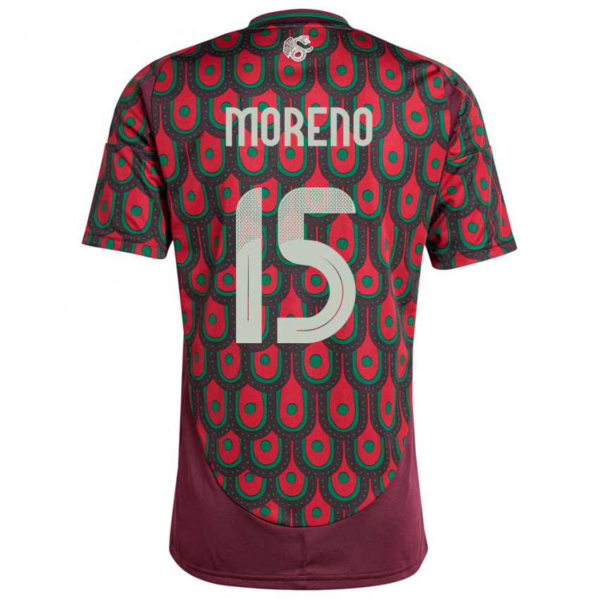 Criança Camisola México Hector Moreno #15 Marrom Principal 24-26 Camisa Brasil