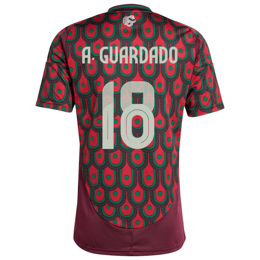 Criança Camisola México Andres Guardado #18 Marrom Principal 24-26 Camisa Brasil