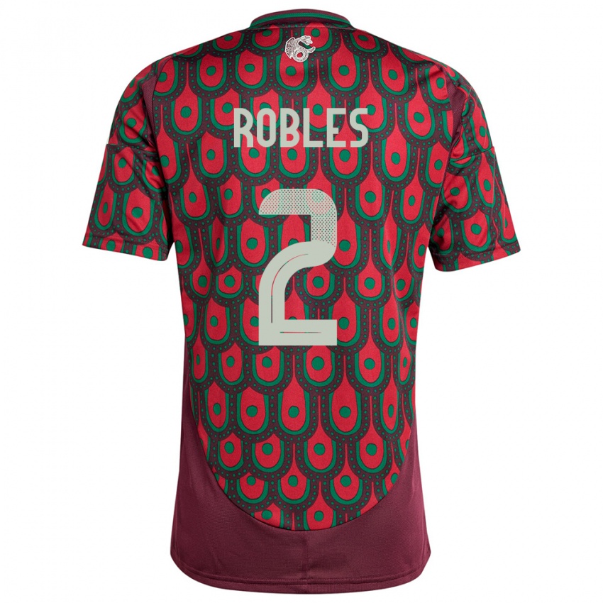 Criança Camisola México Kenti Robles #2 Marrom Principal 24-26 Camisa Brasil