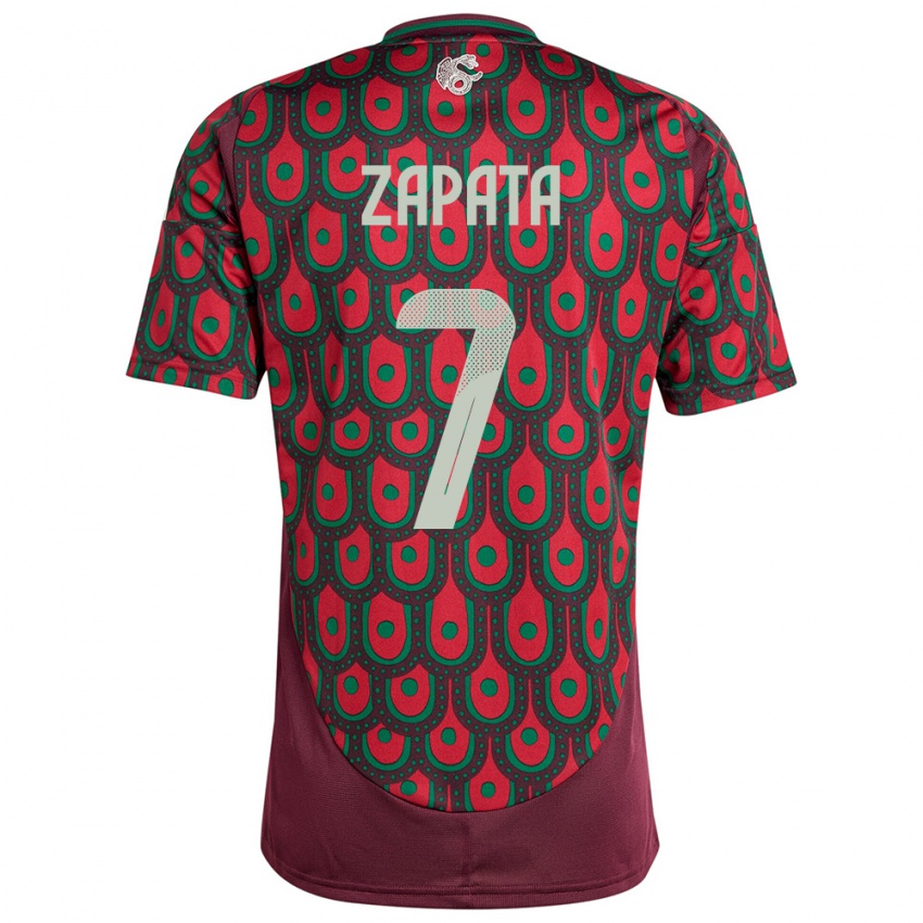 Criança Camisola México Angel Zapata #7 Marrom Principal 24-26 Camisa Brasil