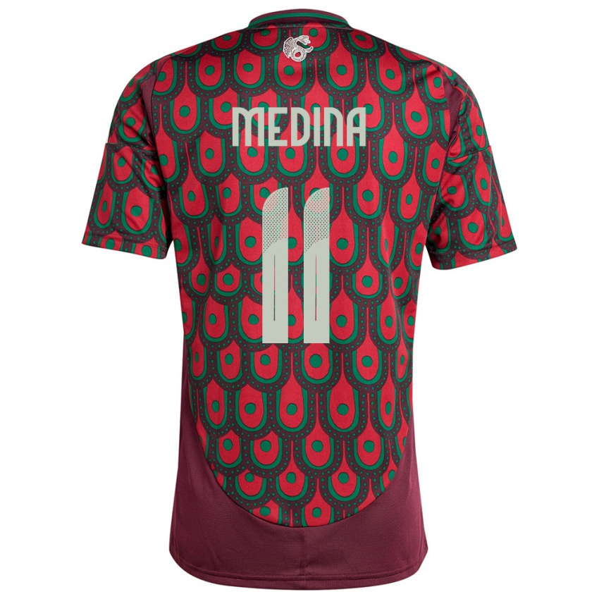 Criança Camisola México Diego Medina #11 Marrom Principal 24-26 Camisa Brasil