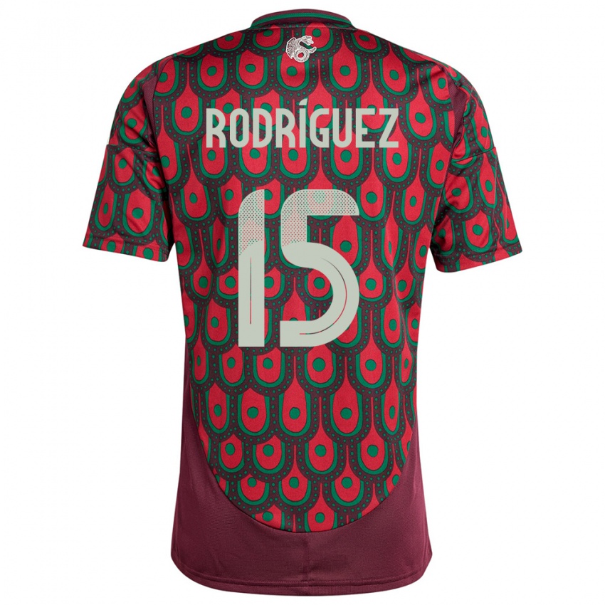 Criança Camisola México Jorge Rodriguez #15 Marrom Principal 24-26 Camisa Brasil