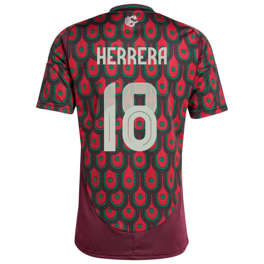 Criança Camisola México Ozziel Herrera #18 Marrom Principal 24-26 Camisa Brasil