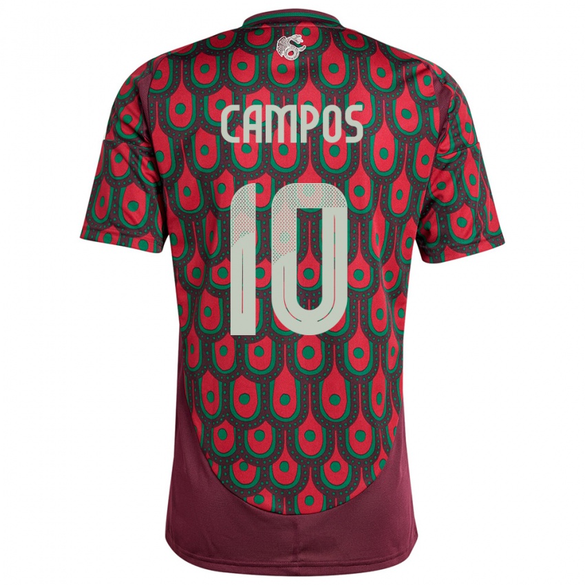 Criança Camisola México Karel Campos #10 Marrom Principal 24-26 Camisa Brasil