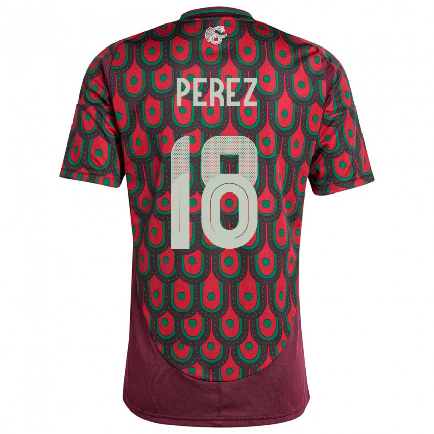 Criança Camisola México Jonathan Perez #18 Marrom Principal 24-26 Camisa Brasil