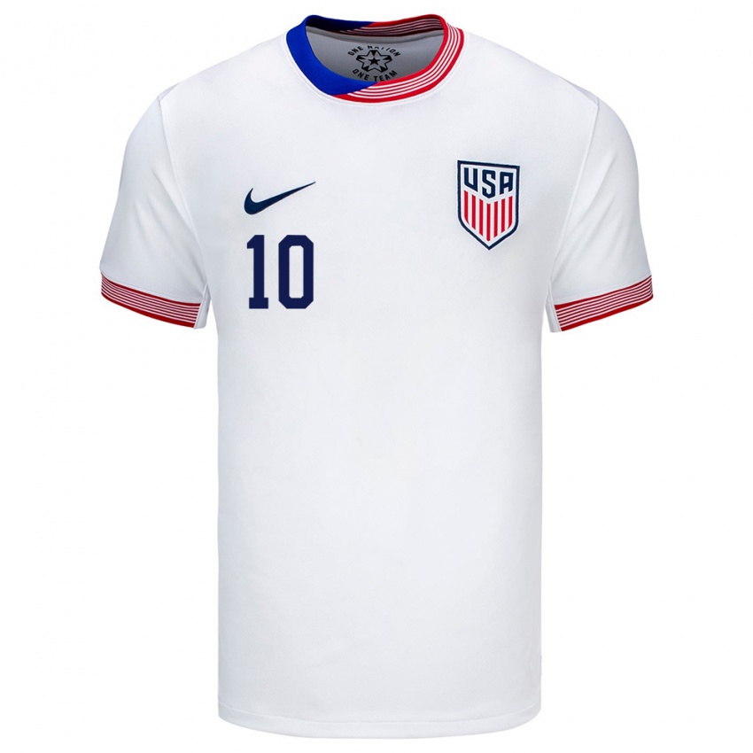 Criança Camisola Estados Unidos Paxten Aaronson #10 Branco Principal 24-26 Camisa Brasil