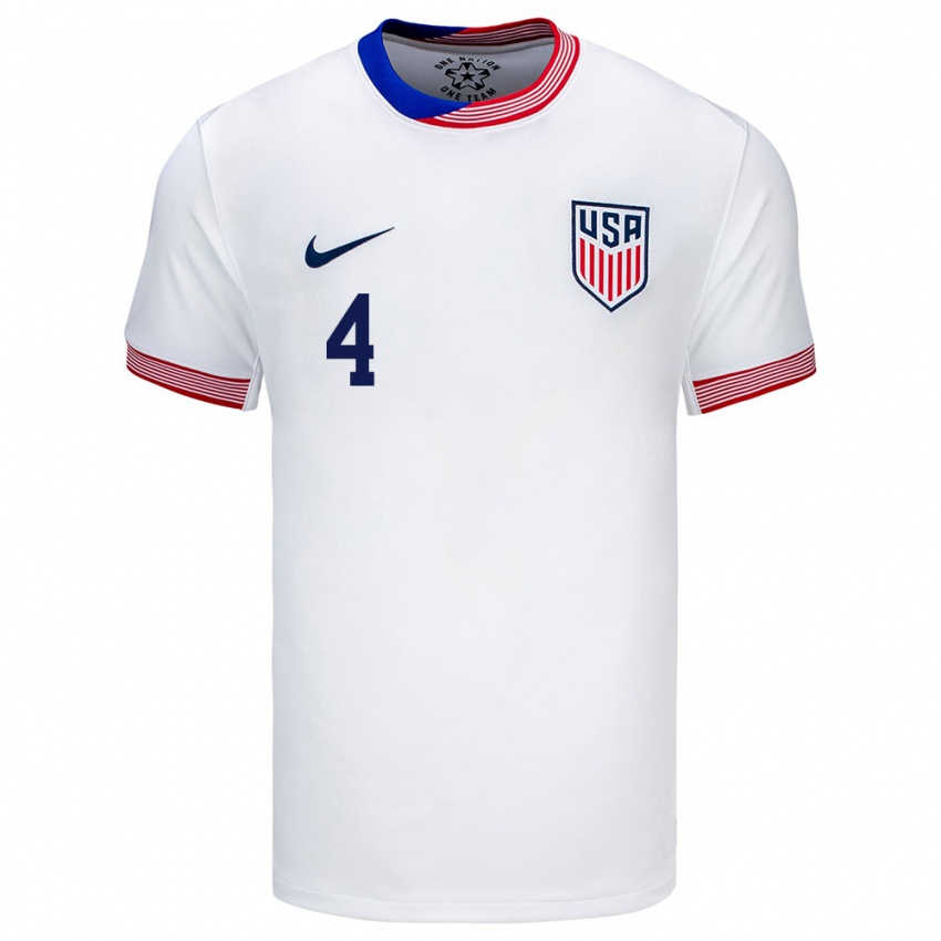 Criança Camisola Estados Unidos Marcus Ferkranus #4 Branco Principal 24-26 Camisa Brasil